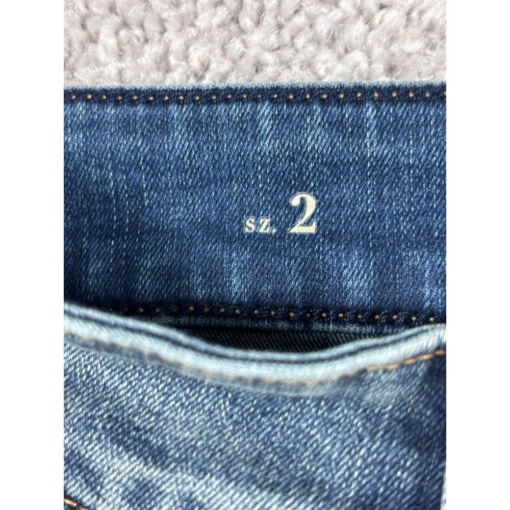 White House Black Market The Slim Crop High Rise Beaded‎ Hem Jeans Blue Womens 2